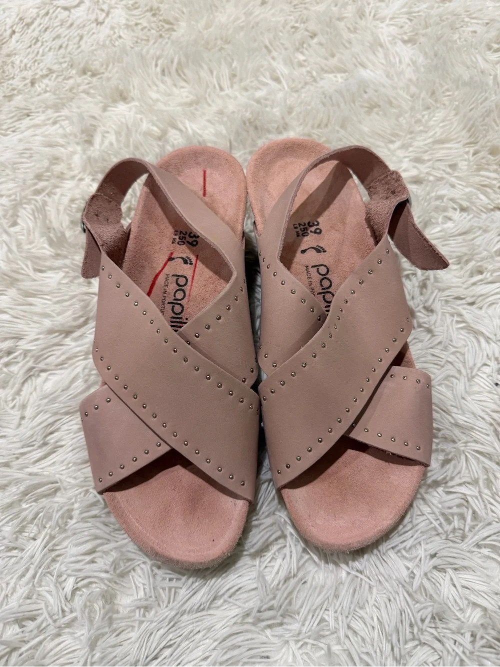 Papillio Birkenstock Samira Rivet Rose Platform Wedge Sandals - Size 39 US 8.5